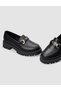 100% Genuine Leather Black Buckle Detailed Women's Casual Shoes - 4