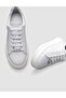 100% Genuine Leather White Lace-Up Women's Sneakers - 4