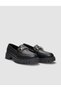 100% Genuine Leather Black Buckle Detailed Women's Casual Shoes - 2