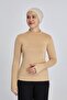 Lightweight Turtleneck Finger Snap Lycra Organic Women's Body - Dark Beige - 2