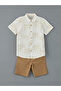 Lcw Kids Khaki Patterned Boys' Shirt and Shorts - 4