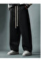Black Wide Cut Baggy Oversize Plus Size Fit Comfortable Fabric Sweatpants Sportswear Pants Gf5 - 3