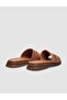 100% Genuine Leather Tan Buckle Detailed Women's Slippers - 3