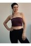 Plum Combed Cotton Viscose Crop Strapless Bustiyer - 2