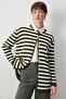 Gold Buttoned Striped Long Cardigan