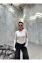 Women's White Cotton Long Sleeve Crew Neck Basic Long Blouse
