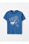 Kids Blue Crew Neck Printed Short Sleeve Boys T-Shirt