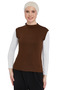 Organic Sleeveless Turtleneck Lycra Women's Zero Sleeve Bodysuit - Chocolate