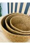 Beyzam Home Wicked Round Hand Woven Basket Bathroom and Kitchen Organizer Diameter 25-20-15 Depth 10 cm - 2