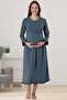 Women's Beige Maternity Nightie with Breastfeeding Features - 3