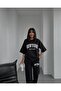 Plus Size Athletic Season New York Printed Oversize Bottom-top T-shirt Tracksuit Set - 2