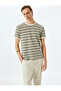 Crew Neck Short Sleeve Cotton Blend Khaki Men's T-Shirt 5Sam10064Hk
