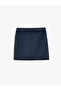 Pleated Viscose Blended Mini Skirt with Piping Detail - 2