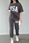Plus Size USA New York City Printed Oversize Summer Top and Bottom Tracksuit Set - 3