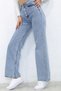 Dessin Light Blue Snow Washed Lycra Palazzo Loose Leg Super High Waist Jean Trousers - 4