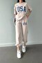 USA New York City Printed Oversize Summer Top and Bottom Tracksuit Set