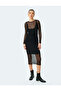 Lined Long Sleeve Round Neck Midi Length See-Through Tulle Pencil Dress