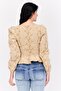 Women Square Neck Long Sleeves Floral Print Blouse, Tan - 3