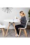 Round Table with Wooden Leg, Simple Modern Design Tables for Home Office (White, Tables 60x60) - 5