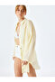 Cotton Button Long Sleeve Shirt Neck Beach Dress