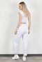 Women's Elastic Waist Double Pocket Skinny Trousers White - 5121 - 7