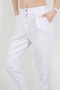 Women's Elastic Waist Double Pocket Skinny Trousers White - 5121 - 5