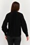 Women V-Neck Long Sleeves Plain Blouse, Black - 4
