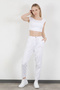 Women's Elastic Waist Double Pocket Skinny Trousers White - 5121 - 2