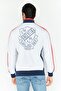 Men Mock Neck Long Sleeves Embroidered Sweatshirt, Navy - 4