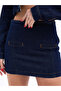 Navy Blue Fame Denim Jacket and Skirt Set - 4