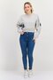 Women V Neck Long Neck Long Sleeve Graphic Sweatshirt, Grey - 4