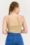 Women Asymmetrical Neck Sleeveless Rip Tank Top, Beige - 3