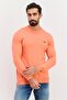 Men Crew Neck Brand Logo Sweatshirt, Coral