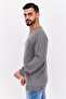 Men V Neck Long Sleeve Brand Logo Sweatshirt, Grey - 4