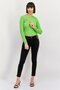 Women Crew Neck Long Sleeve Cut Out Top, Green - 3