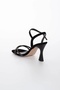 Women's Black Thin Heeled Summer Stone Embroidered Shoes Elegance - 4