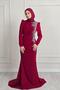 Bordo Krep Taşlı Abiye 4964 - 4