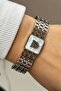 Silver Color Tiger Figured Steel Handcuff Bracelet