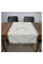 Fringed Runner with Tassels and Pompoms - Ranir Cover Buldan Work Linen Monika Table Top Cover 50x120 - 3