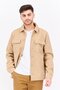 Men Solid Long Sleeve Jacket Shirt, Tan
