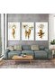 White Flowers with Gold Branches Modern Decor Triple Combination Set of 3 Canvas Painting