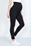 Women's Ribbed Maternity Leggings Black High Waist Adjustable & Supportive