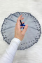 Navy Blue Bride Groom Halay Handkerchief, Crystal Beads and Pearls, Wedding Henna Circumcision Engagement Promise, 1 Piece - 4