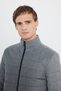 Men's Gray Standard Fit Regular Fit Stand Collar Quilted Patterned Puffer Coat with Side Pockets - 4