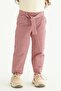 Plaid Patterned Red Girl's Trousers with Belted Waistband - 4