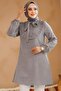 Ruffle Detailed Grey Hijab Tunic 6682Gr