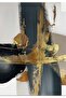 WONDROUS GRAY-GOLD COLOR ABSTRACT FLORAL PATTERNED COMBINATION 01 TEMPERED FRAMED GLASS TABLE 2-PIECE VERTICAL - 2