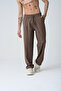 Bitter Brown Baggy Pleated Linen Trousers - 3