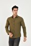 Khaki-Slim Fit Cotton Linen Texture Men's Shirt - 2