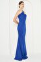 Cobalt Blue Flexible Diver Fabric Cross Collar Strap Design Evening Dress 582211 - 6